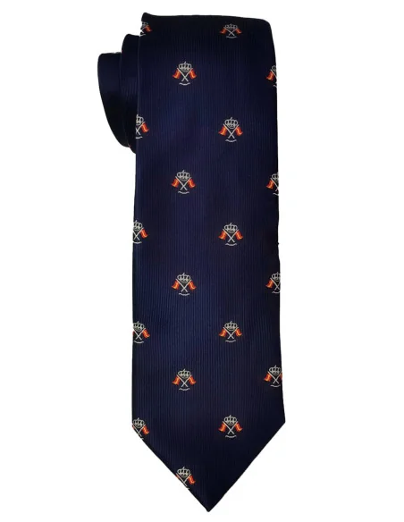 Corbata Azul Marino Bandera de España y Corona Real | Seda | ADS