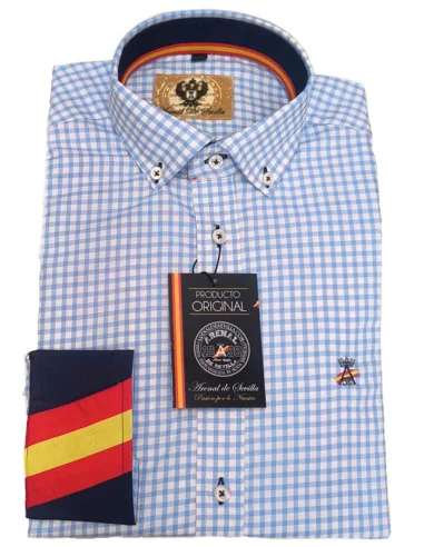 Camisa Cuadros Celeste Bandera España