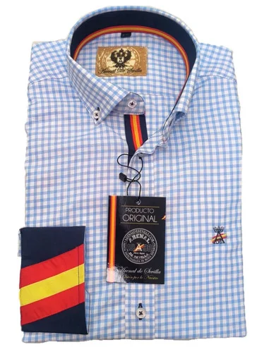 Camisa Cuadros Celeste Bandera España