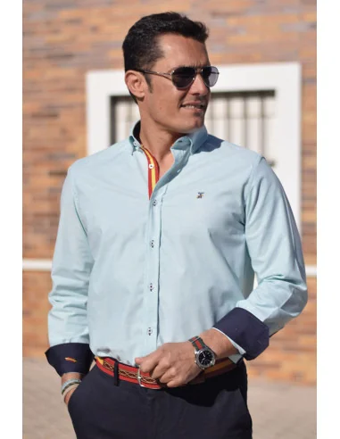 Camisa Hombre Oxford Verde Bandera España
