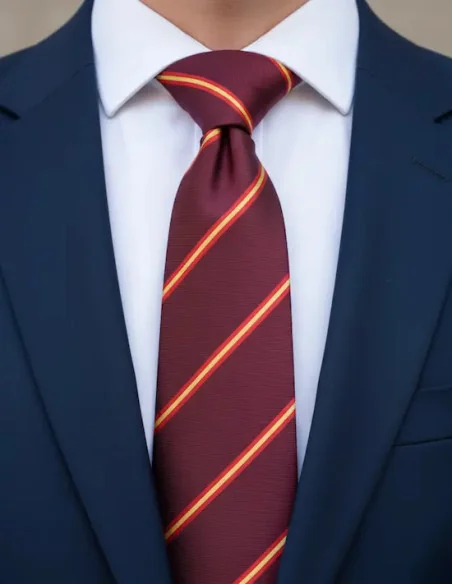 Corbata Bandera España Diagonal Burdeos