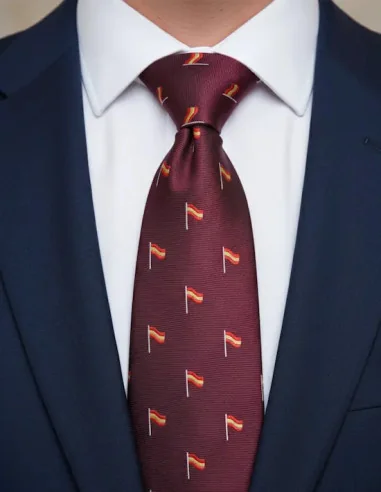 Corbata Bandera España Mástil Burdeos