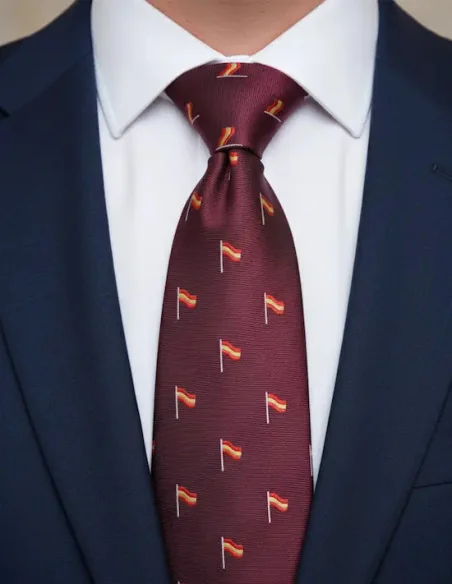 Corbata Bandera España Mástil Burdeos