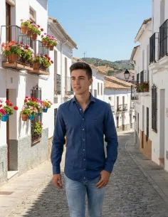 Camisa Bandera España Vaquero Marino
