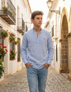 Camisa Polera Bandera España Lino mil rayas