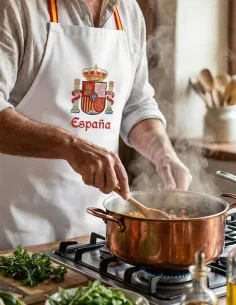 Delantal España Bordado Blanco