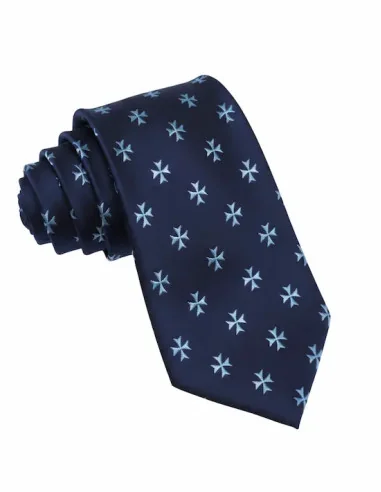Corbata Azul Marino Cruz de Malta Celeste | 100% Seda | Arenal de Sevilla