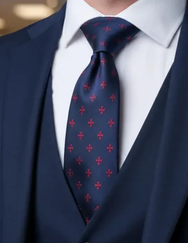 Corbata Cruz de Malta-Azul Marino