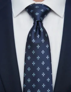 Corbata Azul Marino Cruz de Malta Celeste | 100% Seda | Arenal de Sevilla 2