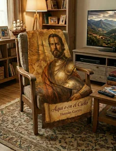 Manta Histórica Hernán Cortés Premium | Coralina 120x190cm | ADS