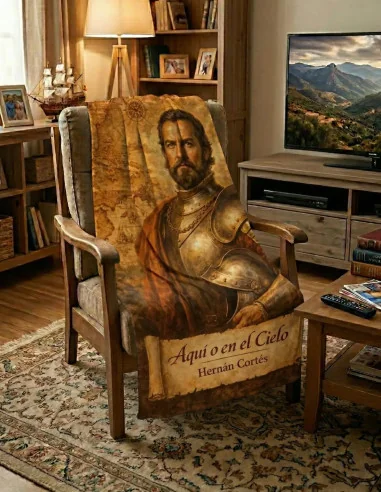 Manta Histórica Hernán Cortés Premium | Coralina 120x190cm | ADS