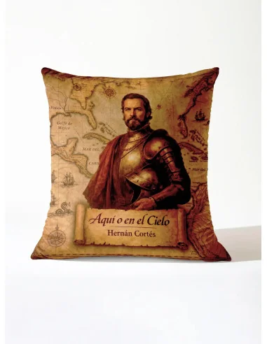 Cojín Hernán Cortés "Aquí o en el Cielo" | Historia de España | ADS