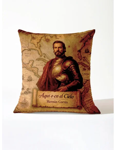 Cojín Hernán Cortés "Aquí o en el Cielo" | Historia de España | ADS