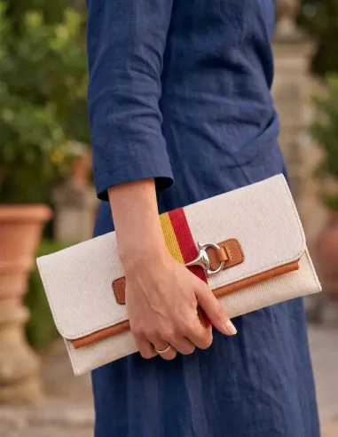 Cartera de Mano Beige Bandera España
