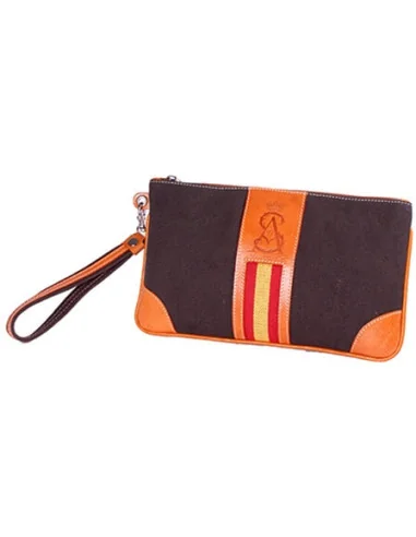 Cartera Bandera España de Mano Lona Chocolate