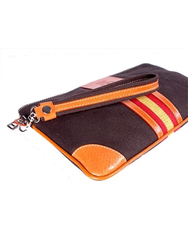 Cartera Bandera España de Mano Lona Chocolate
