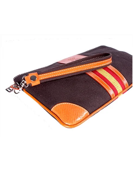 Cartera Bandera España de Mano Lona Chocolate