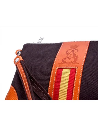 Cartera Bandera España de Mano Lona Chocolate