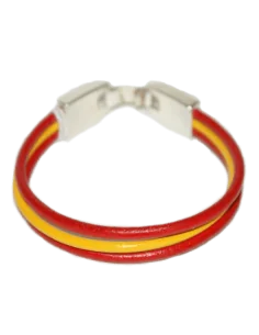 Pulsera Cuero Bandera España 3 Cordones