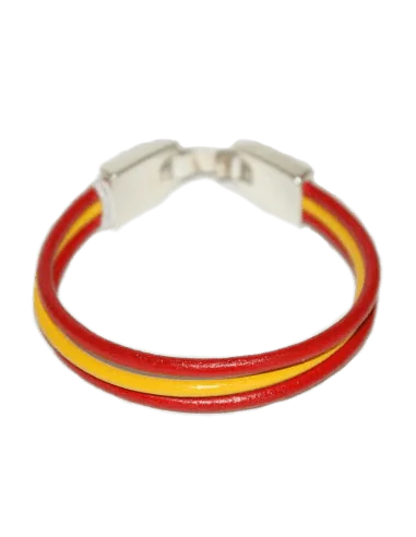 Pulsera Cuero Bandera España 3 Cordones