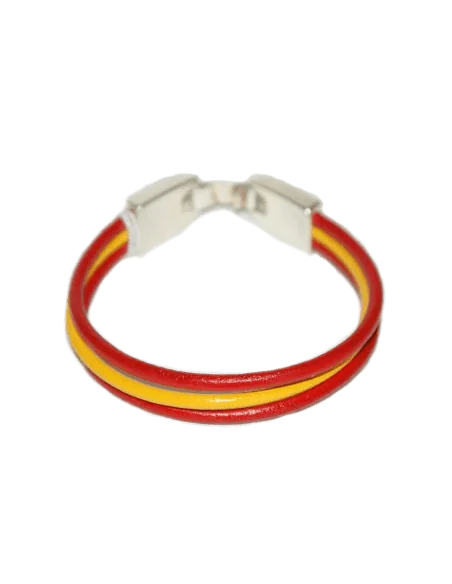 Pulsera Cuero Bandera España 3 Cordones