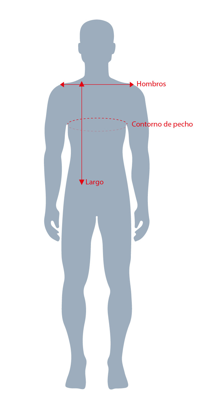 Silueta guía medidas polo hombre